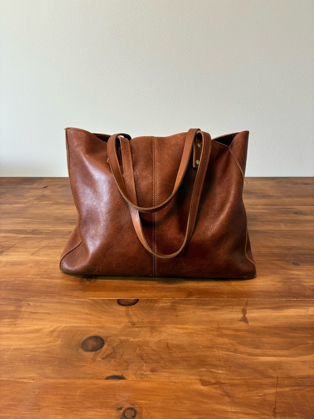 Source Unknown Brown Leather Tote Bag